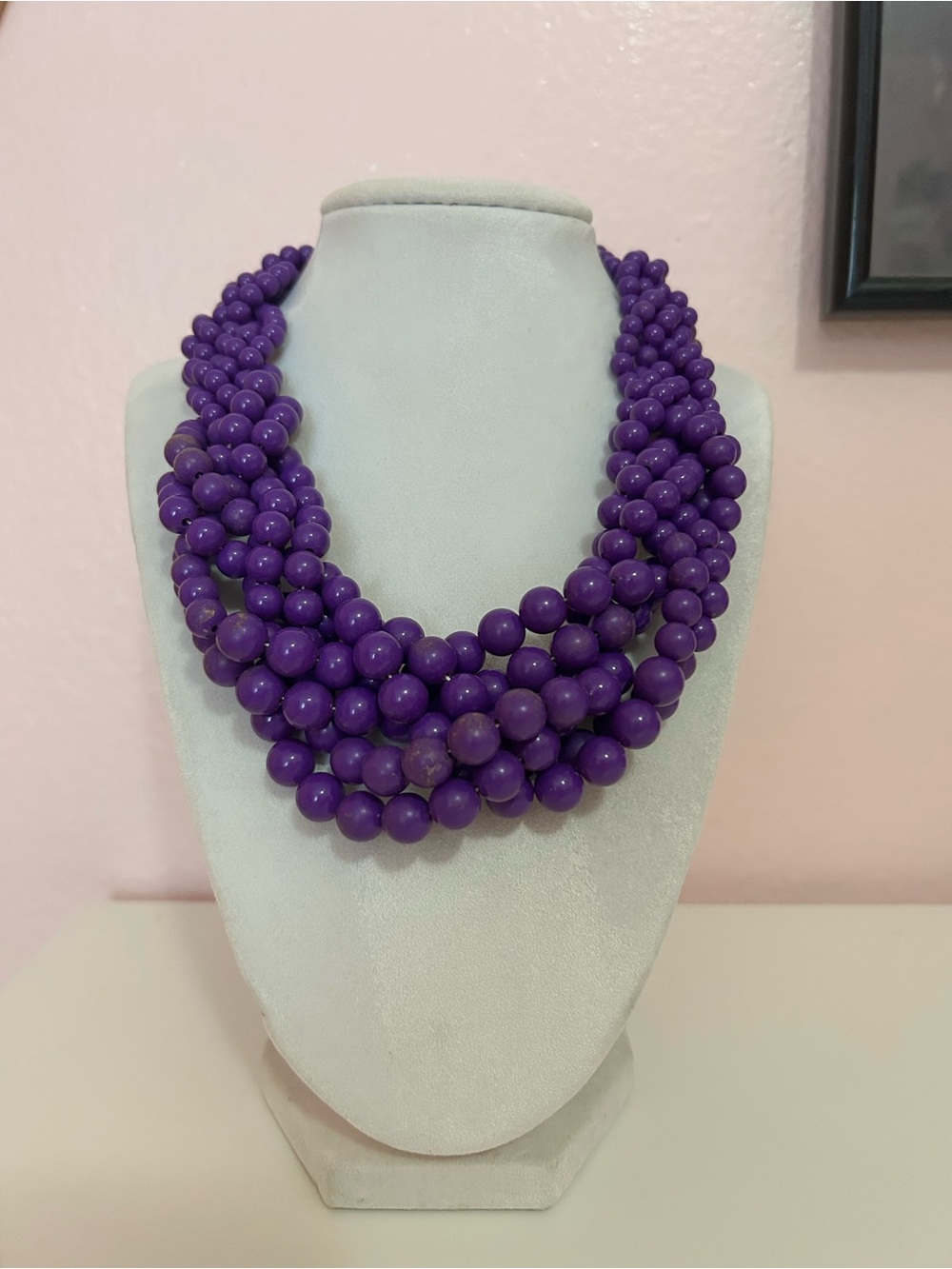 Vintage 1980’s Purple Multi-Strand Beaded Necklace - Women Jewelry
